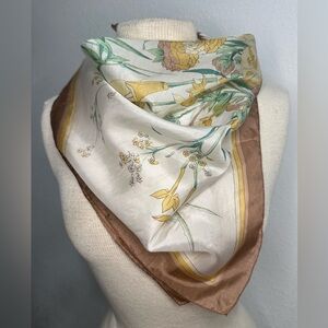 Vintage Double Peach Flower Bouquet Silk Scarf